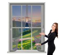 Mosquitera Magnética 138 x 153 cm Cierre Automático, Automáticamente y Mantiene El Aire Fresco, La Cortina Magnética Es Ideal Cortina Mosquiteras para Todas Las Ventana, Gris