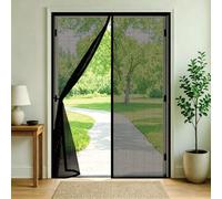 Mosquitera Magnética 138 x 236 cm Cierre Automático con Imanes y Pesos, Taladrar Fácil de Instalar Mantiene Cortinas Antimosquitos para Exteriores Proteger a su Familia, Negro