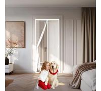 Mosquitera Magnetica 139 x 207 cm Cierre Automático, Que Entre Aire Fresco Mosquitera Magnética para Puertas Fácil Instalación sin Taladrar para Correderas, Garaje O Patio, Blanco