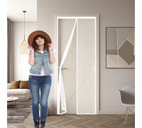 Mosquitera Magnetica 139 x 245 cm Cierre Automático, Que Entre Aire Fresco Cortina Mosquiteras Magnética Fácil Instalación sin Taladrar para Correderas, Garaje O Patio, Blanco