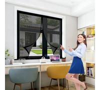 Mosquitera Magnetica 140 x 143 cm Cierre Automático, Protección Insectos, Resistente a La Rotura Puerta de Malla Magnética para Correderas, Garaje O Patio, Negro