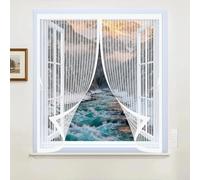 Mosquitera Magnética 140 x 155 cm Varios Tallas, Cierre Automático, No Requiere Herramientas, Mantiene El Aire Fresco Mosquitera para Ventana para Todas Las Ventana, Blanco