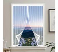 Mosquitera Magnética 140 x 160 cm Cierre Automático de Arriba a Abajo, Mantiene El Aire Fresco Dentro y Los Bichos Fuera Cortina Antimosquitos para Todas Las Ventana, Blanco
