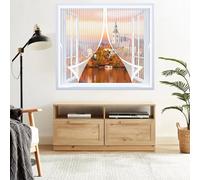Mosquitera Magnética 140 x 160 cm Varios Tallas, Cierre Automático, No Requiere Herramientas, Mantiene El Aire Fresco Cortina Mosquitera Magnetica para Todas Las Ventana, Blanco