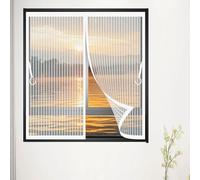 Mosquitera Magnética 140 x 165 cm Malla Super Fina, Cierre Automático de Arriba a Abajo Cortinas Mosquiteras Fácil Instalación sin Taladrar para Terraza, Ventana, Door, Blanco