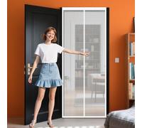 Mosquitera Magnética 140 x 190 cm Fácil de Instalar sin Taladrar Adsorción Magnética Plegable para Puerta de Balcón Sala de Estar Puerta de Patio, Blanco