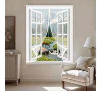 Mosquitera Magnetica 141 x 134 cm Varios Tallas, Cierre Automático, No Requiere Herramientas, Mantiene El Aire Fresco Cortina Antimosquitos para Todas Las Ventana, Blanco