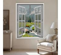 Mosquitera Magnetica 141 x 138 cm Varios Tallas, Cierre Automático, No Requiere Herramientas, Mantiene El Aire Fresco Cortina Antimosquitos para Todas Las Ventana, Gris