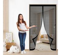 Mosquitera Magnetica 141 x 203 cm Protección Contra Insectos, Malla Fina, Mantiene El Aire Fresco, Cortina Exterior Cortina Puerta para Puerta de Balcón, de Patio, Negro