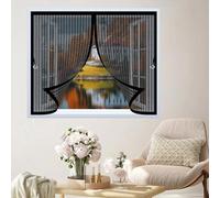 Mosquitera Magnética 142 x 143 cm Varios Tallas, Cierre Automático, No Requiere Herramientas, Mantiene El Aire Fresco Mosquitera Ventana Magnetica para Todas Las Ventana, Negro
