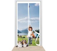 Mosquitera Magnetica 142 x 208 cm sin Taladrar Fácil de Instalar Cortina Mosquitera Magnética Mantiene El Aire Fresco para Puerta Del Balcón Puerta Patio, Blanco