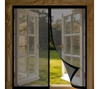 Mosquitera Magnetica 142 x 220 cm Junta Magnética de Arriba a Abajo, sin Taladrar, Transpirables, Resistente Al Viento Cortina Contra Mosquitos para Puerta Corredera, Negro
