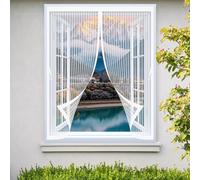 Mosquitera Magnética 144 x 142 cm Varios Tallas, Cierre Automático, No Requiere Herramientas, Mantiene El Aire Fresco Mosquitera para Ventana para Todas Las Ventana, Blanco