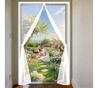 Mosquitera Magnética 145 x 145 cm Cortina Contra Mosquitos con Imanes Cierre Magnético de Arriba a Abajo, Automáticamente, Mantiene El Aire Fresco, para Patio Balcón, Blanco