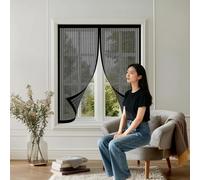 Mosquitera Magnetica 145 x 150 cm Junta Magnética de Arriba a Abajo, sin Taladrar, Transpirables Mosquitera Magnética para Puertas para Dormitorio Sala de Puerta, Negro