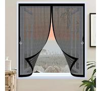 Mosquitera Magnetica 145 x 160 cm Varios Tallas, Cierre Automático, No Requiere Herramientas, Mantiene El Aire Fresco Mosquitera Imantada Ventana para Todas Las Ventana, Negro
