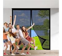 Mosquitera Magnetica 147 x 200 cm Varios Tallas, Cierre Automático, No Requiere Herramientas, Fácil de Instalar Puerta de Malla Magnética para Correderas, Garaje O Patio, Negro