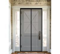 Mosquitera Magnética 147 x 216 cm Cierre Automático con Imanes y Pesos, Taladrar Fácil de Instalar Mantiene Cortinas Antimoscas Puerta Exterior con Iman para Dormitorio, Negro