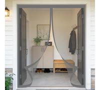 Mosquitera Magnetica 150 x 150 cm Junta Magnética de Arriba a Abajo, sin Taladrar, Transpirables, Resistente Al Viento Mosquitera para Puerta para Puerta Exterior, Gris