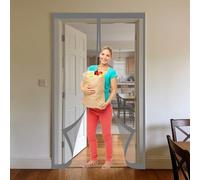 Mosquitera Magnetica 150 x 150 cm Junta Magnética de Arriba a Abajo, sin Taladrar, Transpirables, Resistente Al Viento Cortinas Antimosquitos para Puerta Exterior, Gris