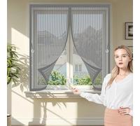 Mosquitera Magnetica 150 x 153 cm Varios Tallas, Cierre Automático, No Requiere Herramientas, Mantiene El Aire Fresco Ventana de Malla Magnética para Todas Las Ventana, Gris