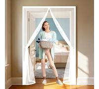 Mosquitera Magnética 150 x 190 cm Mosquitera Ventana Magnetica Cierre Magnético de Arriba a Abajo, Automáticamente, Mantiene El Aire Fresco, para Patio Balcón, Blanco