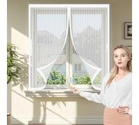 Mosquitera Magnetica 152 x 153 cm Varios Tallas, Cierre Automático, No Requiere Herramientas, Mantiene El Aire Fresco Ventana de Malla Magnética para Todas Las Ventana, Blanco