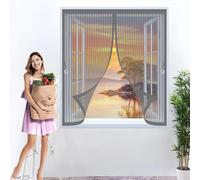 Mosquitera Magnética 153 x 134 cm Cierre Automático de Arriba a Abajo, Mantiene El Aire Fresco Dentro y Los Bichos Fuera Fly Curtains for Door para Todas Las Ventana, Gris