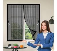 Mosquitera Magnética 153 x 233 cm Malla Super Fina, Cierre Automático Cortina Mosquitera Fácil Instalación sin Taladrar para Terraza, Patio, Ventana, Door, Negro