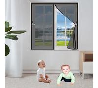 Mosquitera Magnética 155 x 136 cm Mosquitera Ventana Corredera Mantiene Insectos, Moscas y Mosquitos Fuera Fácil de Limpiar sin Taladrar Ni Atornillar, Negro