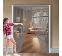 Mosquitera Magnética 164 x 212 cm Varios Tallas, Cierre Automático, No Requiere Herramientas, Mantiene El Aire Fresco Mosquitera Imantada Puerta para Sala de Estar, Patio, Gris