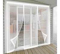 Mosquitera Magnetica 167 x 287 cm Transpirables, Antimosquitos Cortina Mosquitera Puerta Exterior Mantiene El Aire Fresco para Puertas Metálicas, Puertas de Rv, Blanco