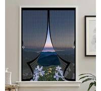 Mosquitera Magnética 174 x 142 cm Cierre Automático de Arriba a Abajo, Mantiene El Aire Fresco Dentro y Los Bichos Fuera Cortina Antimosquitos para Todas Las Ventana, Negro