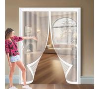 Mosquitera Magnética 174 x 178 cm Varios Tallas, Cierre Automático, No Requiere Herramientas, Mantiene El Aire Fresco Mosquitera Imantada Puerta para Sala de Estar, Patio, Blanco
