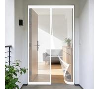 Mosquitera Magnetica 180 x 200 cm Junta Magnética de Arriba a Abajo, sin Taladrar, Transpirables, Resistente Al Viento Cortina Magnética Antiinsectos para Puerta Corredera, Blanco