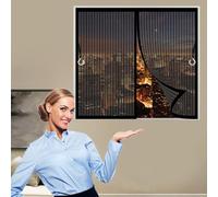 Mosquitera Magnética 184 x 96 cm Malla Super Fina, Cierre Automático Magnetica Puerta Cortinas Fácil Instalación sin Taladrar para Terraza, Ventana, Door, Negro
