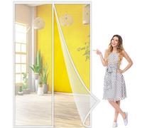 Mosquitera Magnetica 200x160 cm, Cortina para Puerta Corredera, Sala de Estar, Balcón, Patio, Se puede instalar sin taladrar Blanco, Reforzada