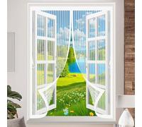 Mosquitera Magnetica 210 x 205 cm Cierre Automático, Automáticamente y Mantiene El Aire Fresco, La Cortina Magnética Es Ideal Cortina Antimosquitos para Todas Las Ventana, Blanco