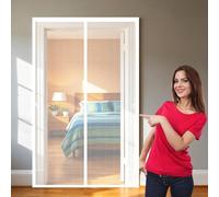 Mosquitera Magnética 50 x 120 cm Mantiene El Aire Fresco Dentro y Los Bichos Fuera, Cinta Mágica, Imanes Cierre Automático, Mosquitera Cortina Puerta Magnetica para Patio/Balcón, Blanco