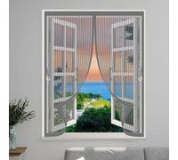 Mosquitera Magnética 50 x 60 cm Cierre Automático de Arriba a Abajo, Mantiene El Aire Fresco Dentro y Los Bichos Fuera Cortinas Antimosquitos para Todas Las Ventana, Gris