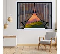 Mosquitera Magnetica 50 x 60 cm Varios Tallas, Cierre Automático, No Requiere Herramientas, Mantiene El Aire Fresco Mosquitera para Ventana para Todas Las Ventana, Negro