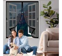 Mosquitera Magnetica 50 x 66 cm Varios Tallas, Cierre Automático, No Requiere Herramientas, Mantiene El Aire Fresco Cortina de Malla para Todas Las Ventana, Negro