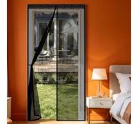 Mosquitera Magnética 52 x 195 cm Mantiene El Aire Fresco Dentro y Los Bichos Fuera, Cinta Mágica, Imanes Cierre Automático, Mosquitera para Ventanas, Cortina Antimosquitos para Balcón/Patio, Negro