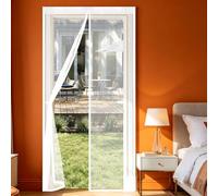 Mosquitera Magnética 52 x 225 cm Mantiene El Aire Fresco Dentro y Los Bichos Fuera, Cinta Mágica, Imanes Cierre Automático, Mosquitera para Ventanas, Cortina Antimosquitos para Balcón/Patio, Blanco