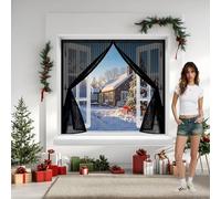 Mosquitera Magnética 53 x 200 cm Transpirables Antimosquitos, Sin Taladros, Magnético Automático, Con Velcra, Barrera Contra Mosquitos para Pasillos Balcn Puertas, Negro