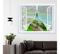Mosquitera Magnética 55 x 60 cm Varios Tallas, Cierre Automático, No Requiere Herramientas, Mantiene El Aire Fresco Cortina Mosquitera Magnetica para Todas Las Ventana, Blanco