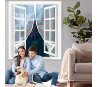 Mosquitera Magnetica 55 x 66 cm Varios Tallas, Cierre Automático, No Requiere Herramientas, Mantiene El Aire Fresco Cortina de Malla para Todas Las Ventana, Blanco