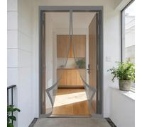 Mosquitera Magnetica 60 x 180 cm Junta Magnética de Arriba a Abajo, sin Taladrar, Transpirables, Resistente Al Viento Cortina Antimosquitos para Puerta Corredera, Gris