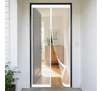 Mosquitera Magnetica 60 x 180 cm Junta Magnética de Arriba a Abajo, sin Taladrar, Transpirables, Resistente Al Viento Cortina Magnética para Puerta Exterior, Blanco