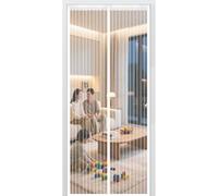 Mosquitera Magnética 60 x 180 cm Protección Contra Insectos Cierre Automático de Arriba a Abajo, Mantiene El Aire Fresco Dentro y Los Bichos Fuera, para Balcón Dormitorio, Blanco